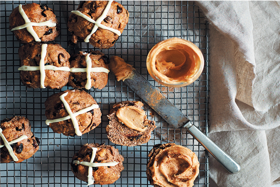 White Choc Nut Butter Hot X Buns