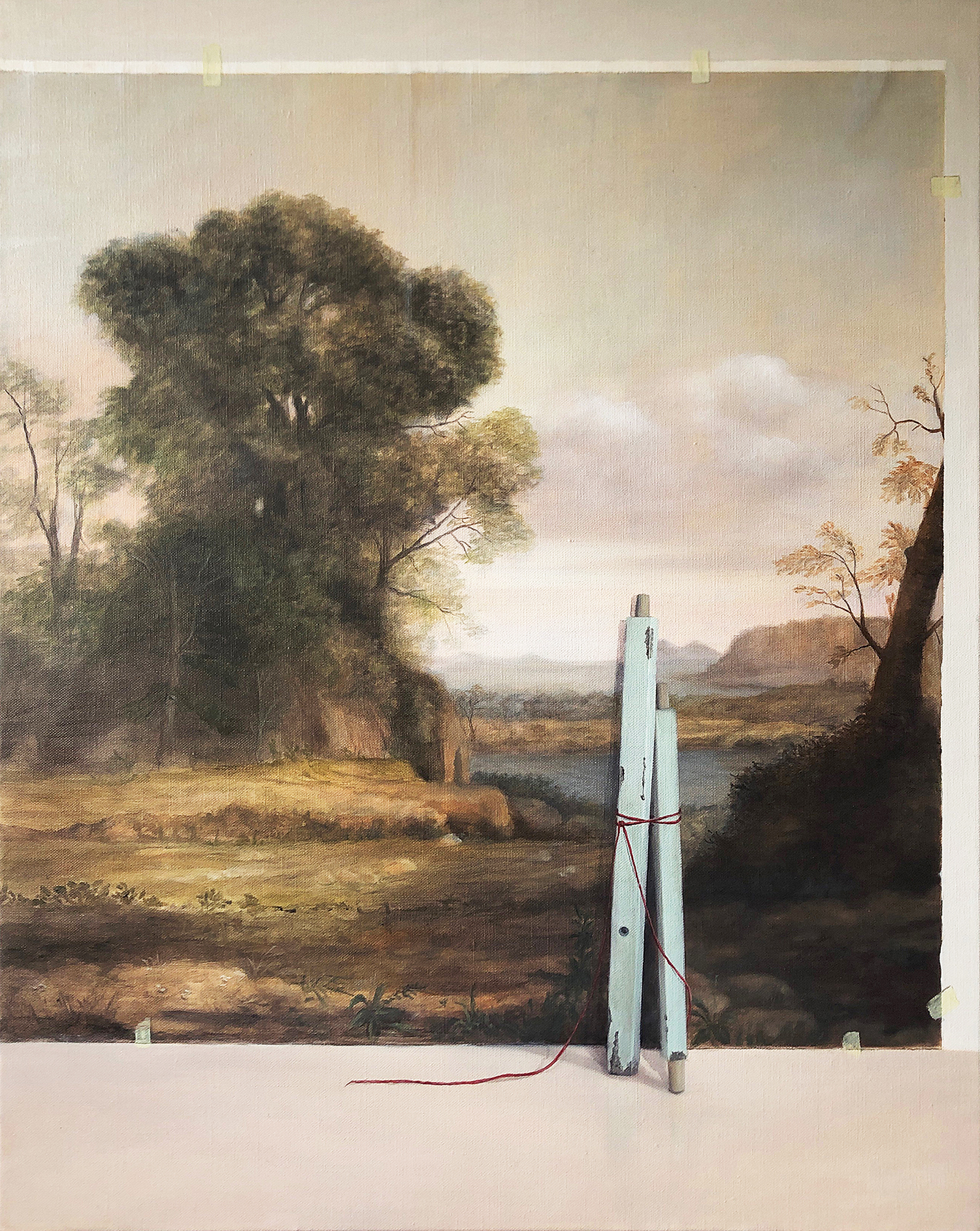 Emily Wolfe, Dismantle, 2020, oil on linen, 1000mm x 800mm. Image courtesy of the artist and Page Galleries.