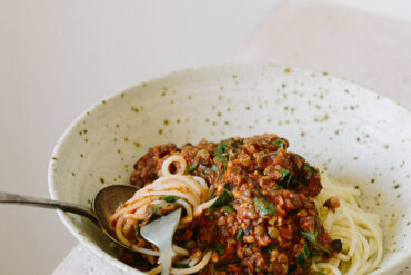 Mushroom + Lentil Spaghetti