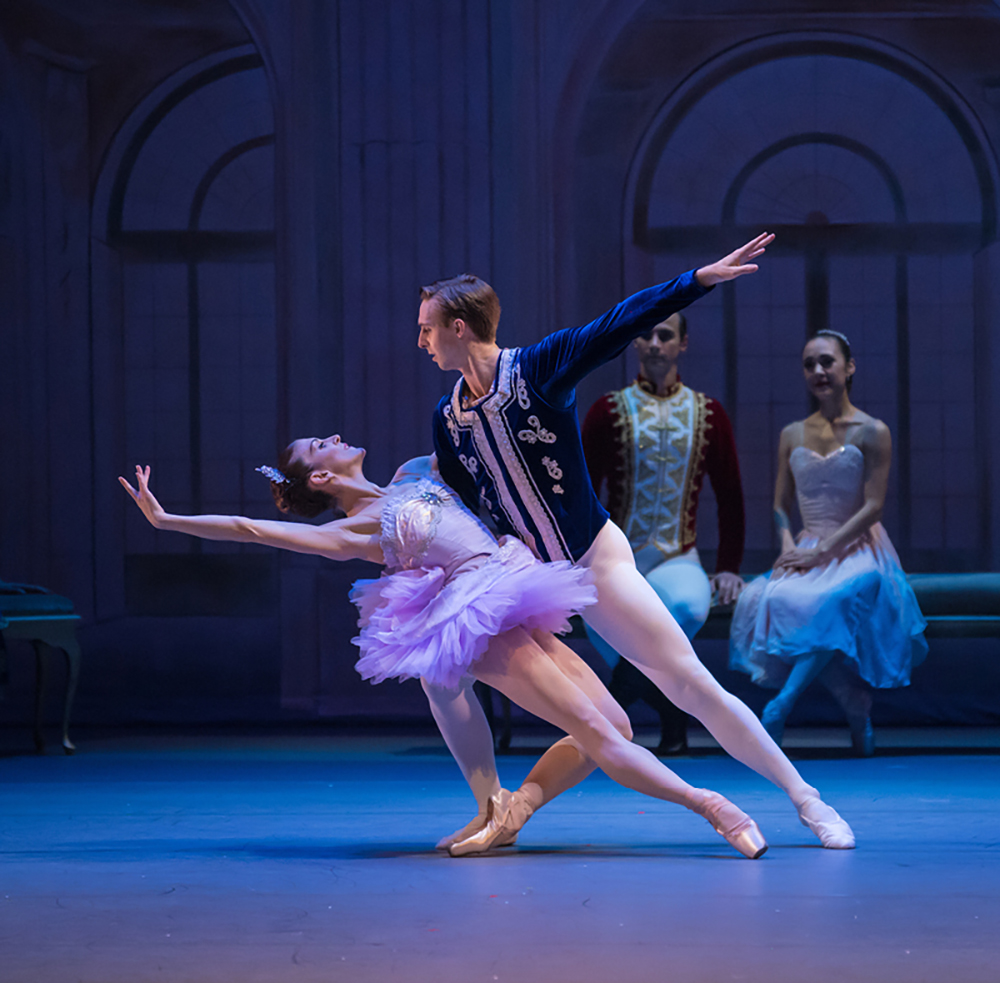 Principals Nadia Yanowsky and Paul Matthews in the grand pas de deux from the Nutcracker, 2018. Photo by Stephen A'Court