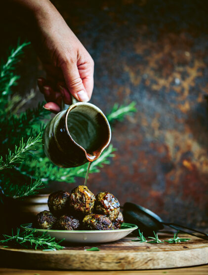 paua and venison meatballs