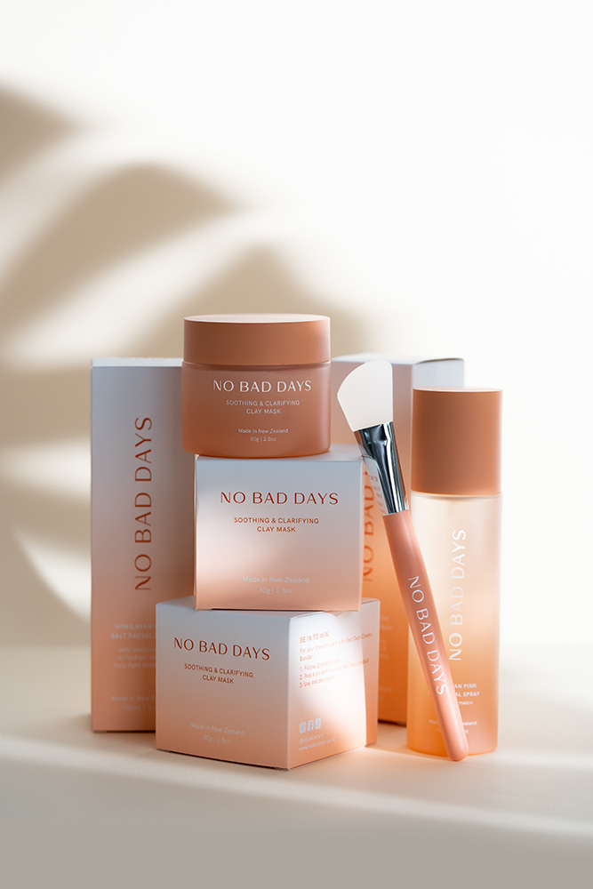 1. No Bad Days Skincare (NBD) collection with packaging