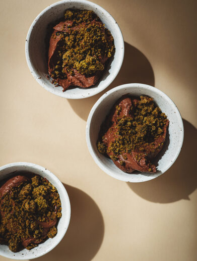 tofu chocolate custard crumble